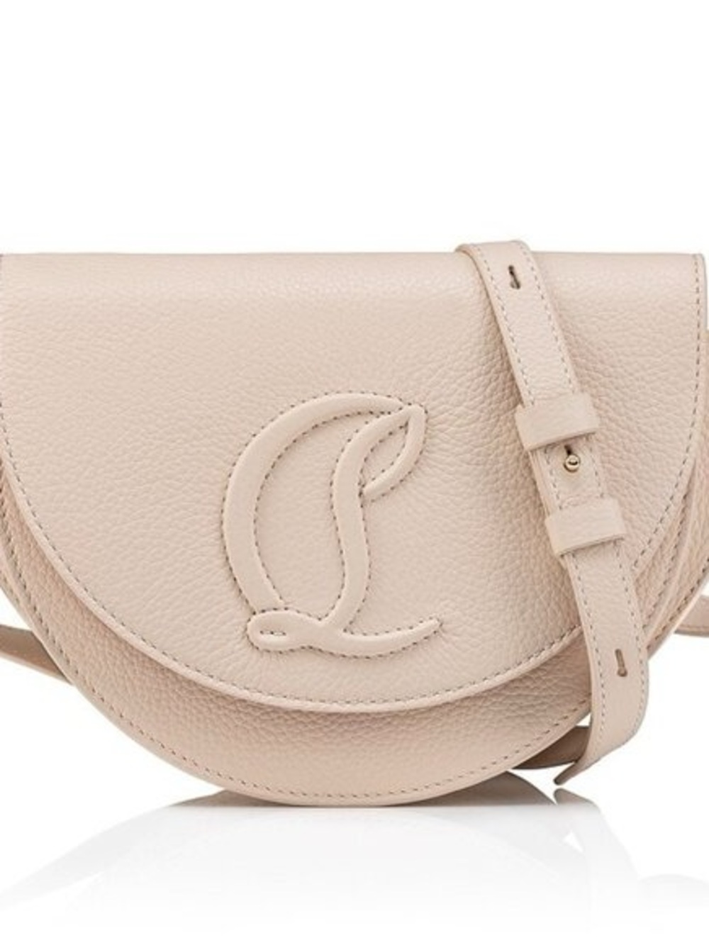 Christian Louboutin Cream Pebbled Leather Saddle Crossbody